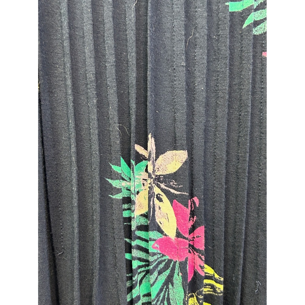 Croft & Barrow Dress Womens 3X Navy Blue Floral Pintuck Sleeveless Midi Tropical - Picture 5 of 6
